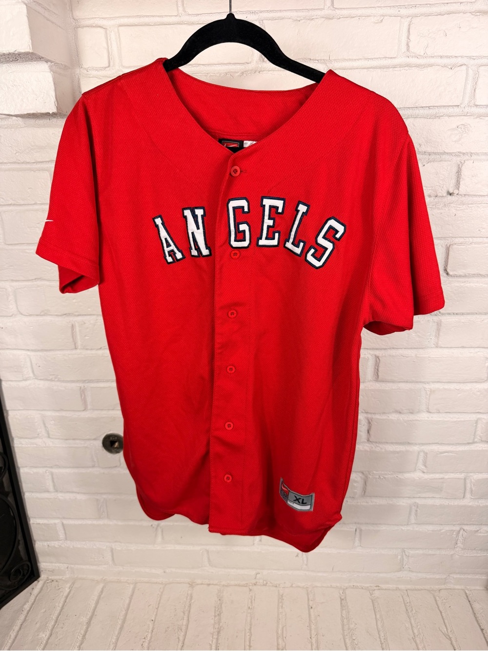 Nike Team Los Angeles Angels MLB Baseball Jersey Red Button Front Size XL